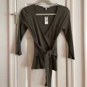 Express Green Wrap Top - NWT - size S
